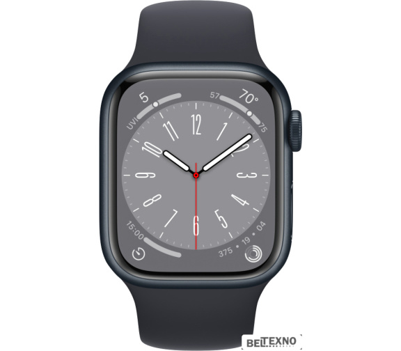             Умные часы Apple Watch Series 8 41 мм (алюминиевый корпус, полуночный/полуночный, спортивный силиконовый ремешок)        