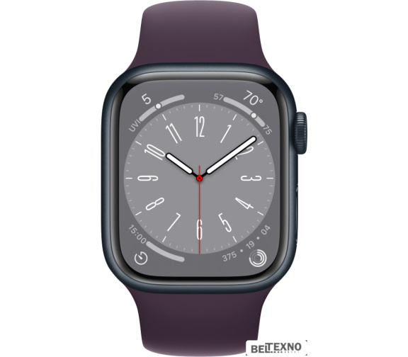             Умные часы Apple Watch Series 8 41 мм (алюминиевый корпус, полуночный/бузина, спортивный силиконовый ремешок)        