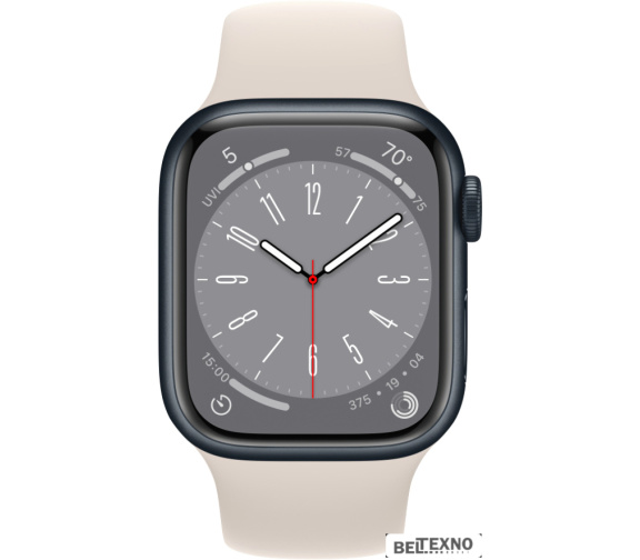             Умные часы Apple Watch Series 8 41 мм (алюминиевый корпус, полуночный/звездный свет, спортивный силиконовый ремешок)        