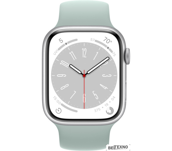             Умные часы Apple Watch Series 8 45 мм (алюминиевый корпус, серебристый/суккулент, силиконовый ремешок)        