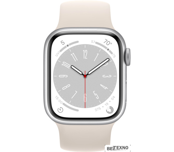             Умные часы Apple Watch Series 8 41 мм (алюминиевый корпус, серебристый/звездный свет, силиконовый ремешок)        