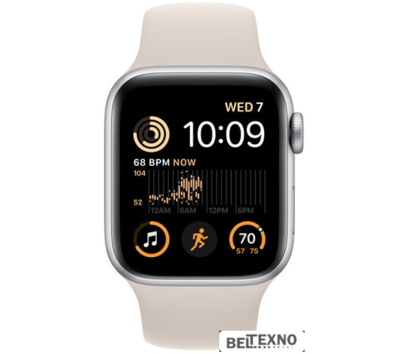            Умные часы Apple Watch SE 2 40 мм (алюминиевый корпус, серебристый/звездный свет, спортивный силиконовый ремешок)        
