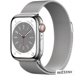             Умные часы Apple Watch Series 8 41 мм (корпус из нержавеющей стали, серебро/миланский серебристый)        