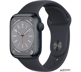             Умные часы Apple Watch Series 8 41 мм (алюминиевый корпус, полуночный/полуночный, спортивный силиконовый ремешок S/M)        