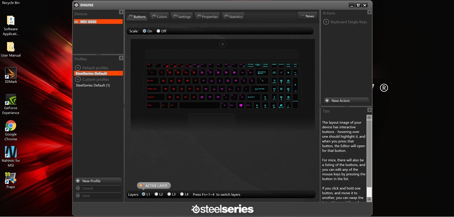 MSI GS60 steel series engine