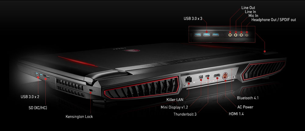 ноутбук MSI GT73VR Titan Pro порты