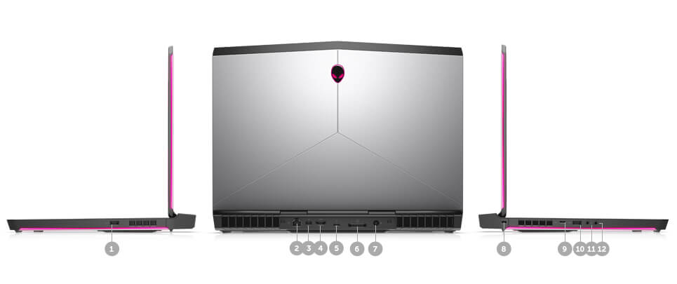 все необходимые порты и разъёмы у Dell Alienware 15 R3