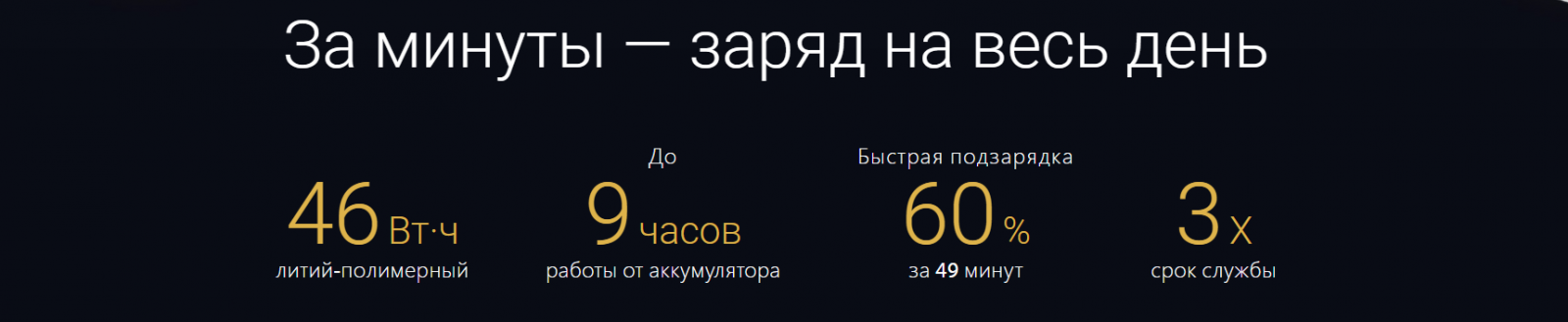 достойное время автономной работы и быстрая зарядка