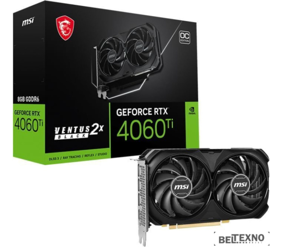  Видеокарта MSI GeForce RTX 4060 Ti Ventus 2X BLACK 8G OC 