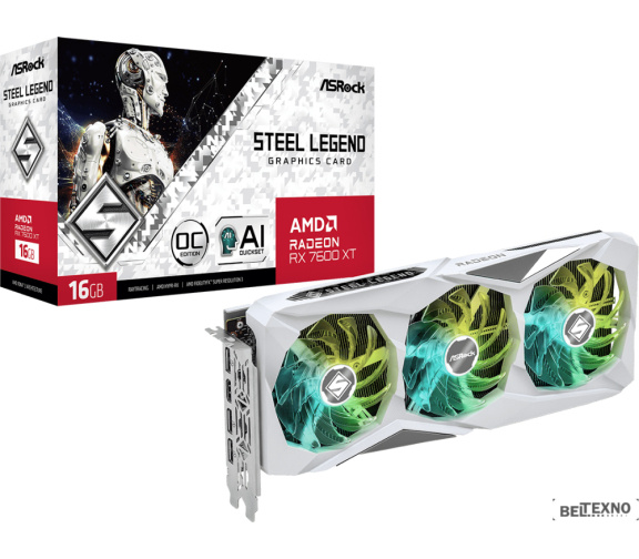             Видеокарта ASRock Radeon RX 7600 XT Steel Legend 16GB OC RX7600XT SL 16GO        