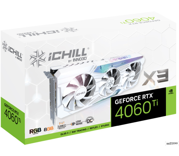             Видеокарта Inno3D GeForce RTX 4060 Ti 8GB iChill X3 White C406T3-08D6X-17113280        