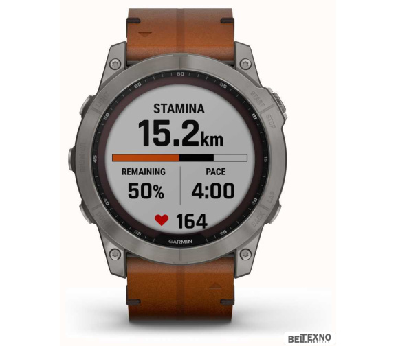             Умные часы Garmin Fenix 7X Sapphire Solar 51 мм (титан/каштановый кожа)        