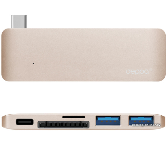             USB-хаб Deppa USB-C адаптер для MacBook (золотистый)        