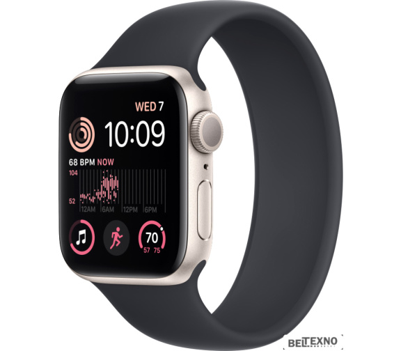             Умные часы Apple Watch SE 2 40 мм (алюминиевый корпус, звездный свет/темно-серый, силиконовый ремешок)        