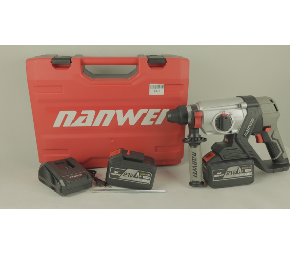 Комплектация импульсного аккумуляторного перфоратора NANWEI H5271 с батареей на 15 элементов
