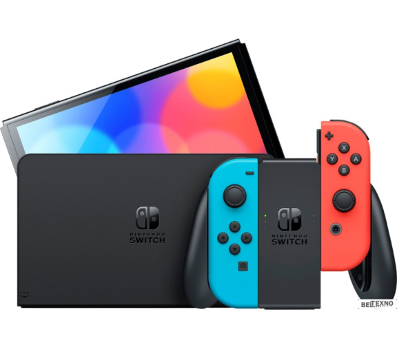             Игровая приставка Nintendo Switch OLED (черный, с неоновыми Joy-Con)        