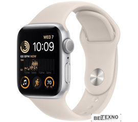             Умные часы Apple Watch SE 2 40 мм (алюминиевый корпус, серебристый/звездный свет, спортивный силиконовый ремешок)        