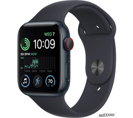             Умные часы Apple Watch SE 2 44 мм (алюминиевый корпус, полуночный/полуночный, спортивный силиконовый ремешок)        